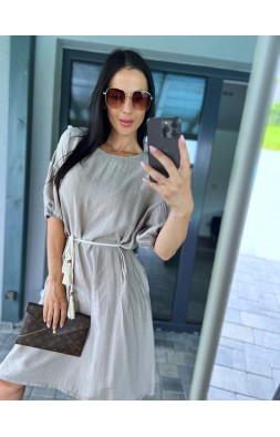 Krémové šaty Linda + pásek 
