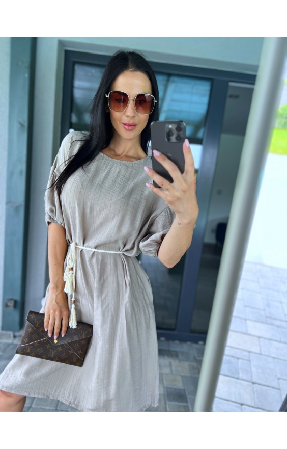 Krémové šaty Linda + pásek 