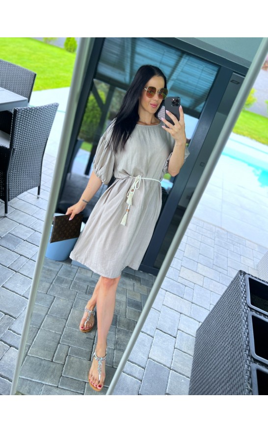 Krémové šaty Linda + pásek 