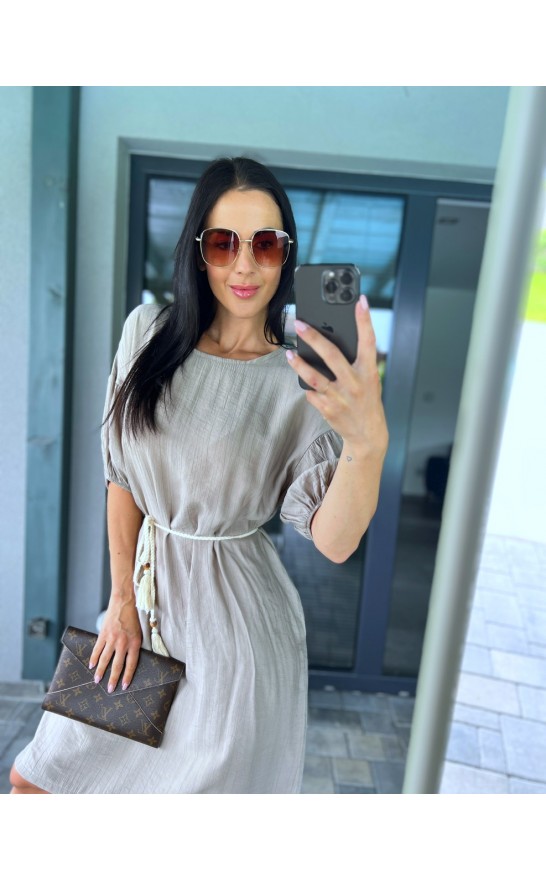 Krémové šaty Linda + pásek 