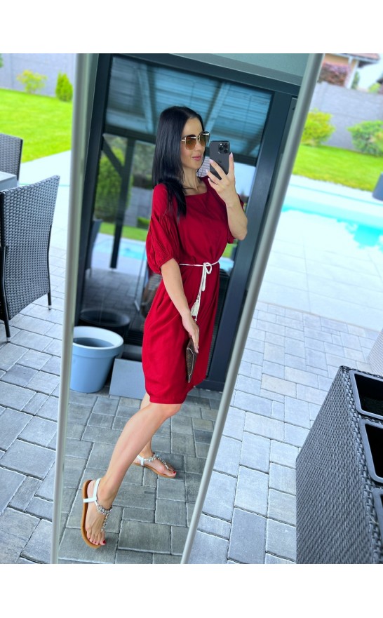 Vínové šaty Linda+ pásek 
