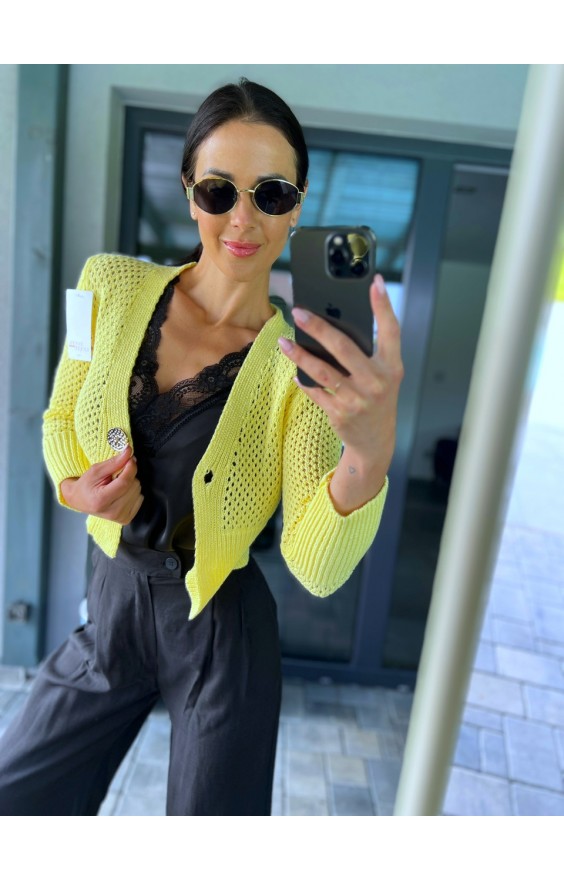 Žlutý crop kabátek 