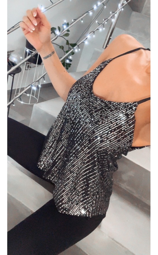 Černé třpytivé tílko 