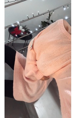 Pletené šaty /delší svetr v růžové