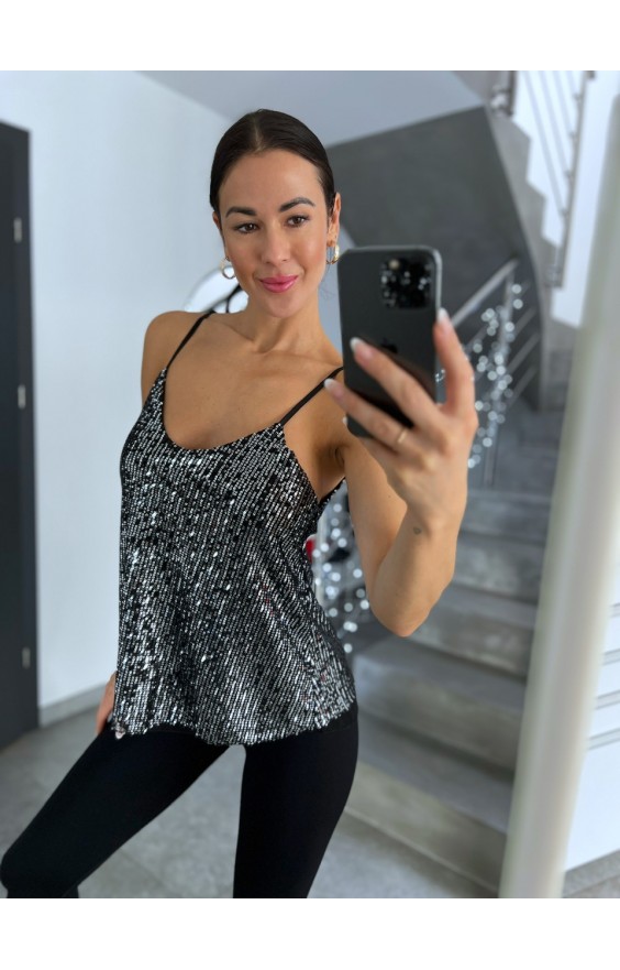 Černé třpytivé tílko 