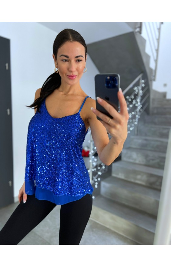 Modré třpytivé tílko 