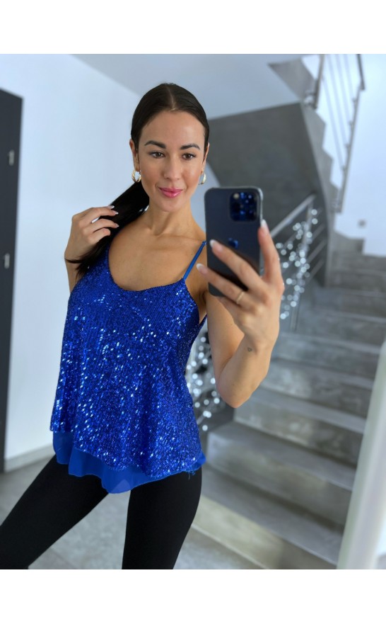 Modré třpytivé tílko 