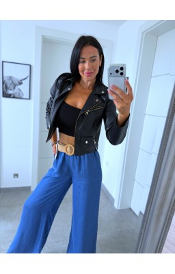 Kalhoty DENIM barva střední modrá + pásek zdarma 