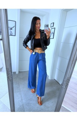 Kalhoty DENIM barva střední modrá + pásek zdarma 