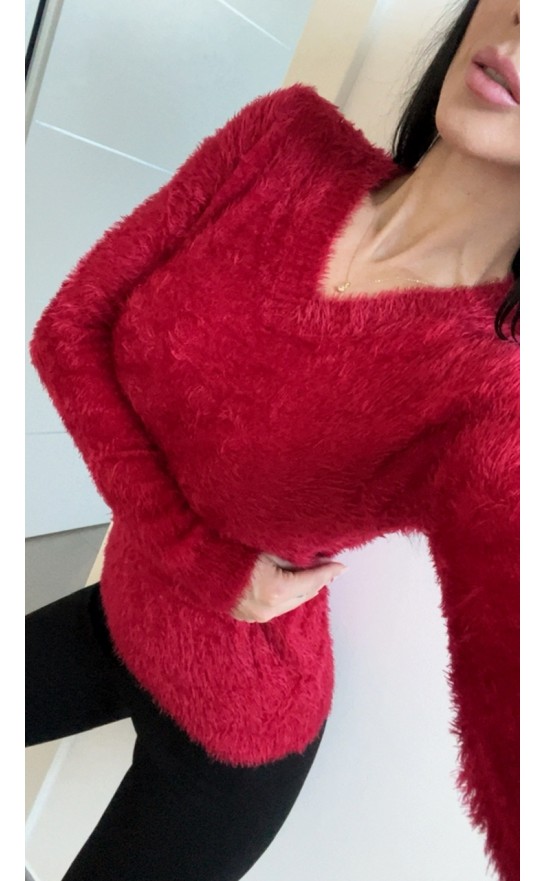 Tmavě červený svetr Love 