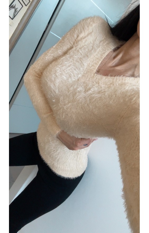 Krémový svetr Love 