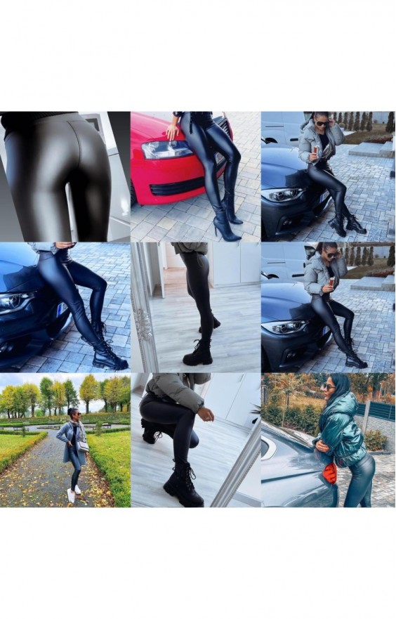 Sexy koženkové legíny S M L vyteplené 