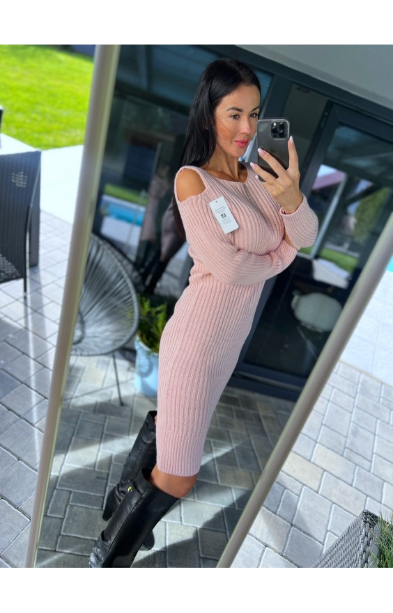 Růžové teplé šaty Emilie 