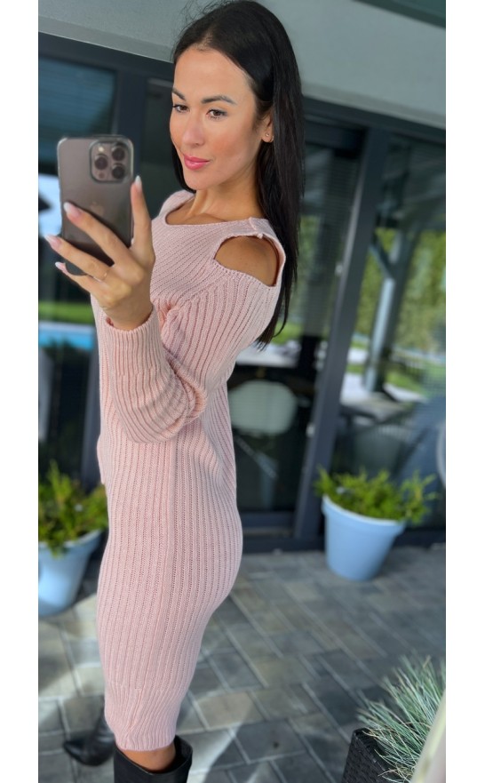 Růžové teplé šaty Emilie 