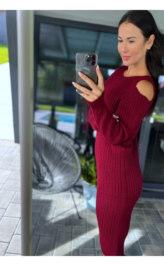 Vínové teplé šaty Emilie 
