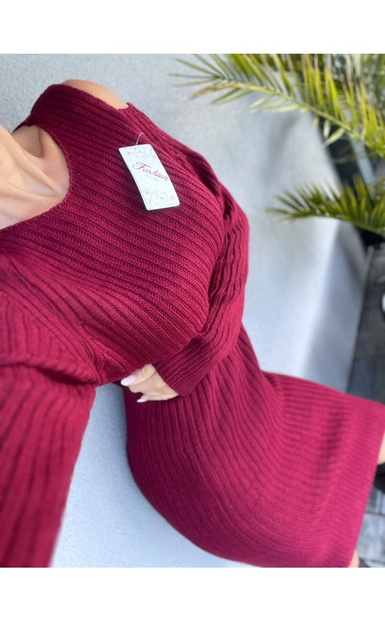 Vínové teplé šaty Emilie 