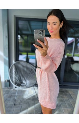 Pletené šaty /delší svetr v růžové