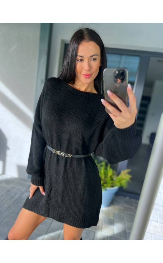 Pletené šaty/delší svetr v černé 