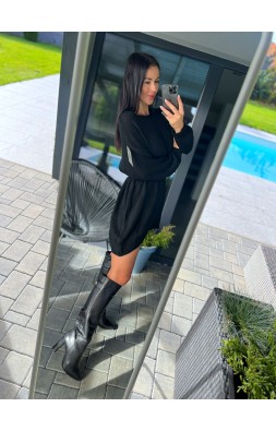 Pletené šaty/delší svetr v černé 