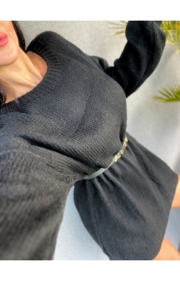 Pletené šaty/delší svetr v černé 