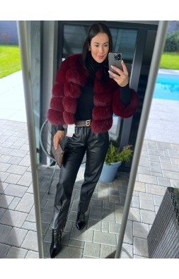 Černé kožené kalhoty s páskem 