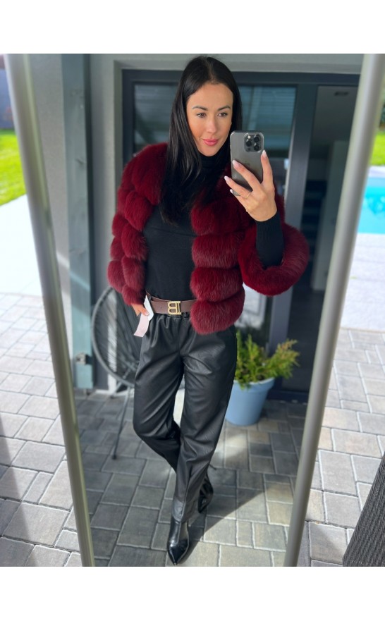 Černé kožené kalhoty s páskem 