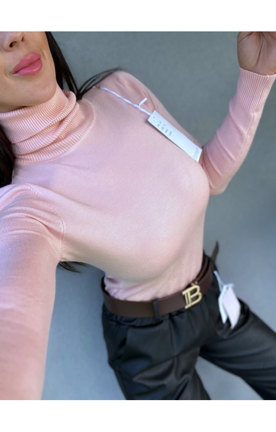 Růžový basic rolák 