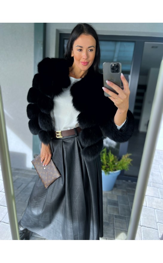 Černá kožená sukně + pásek 