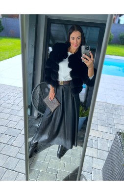 Černá kožená sukně + pásek 