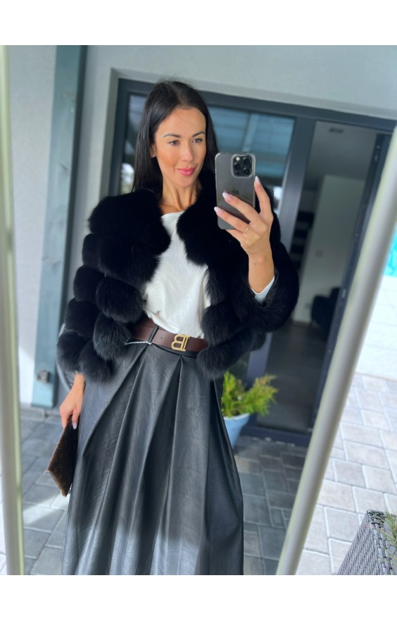 Černá kožená sukně + pásek 