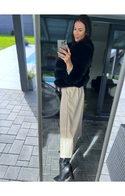 Světle krémová kožená sukně + pásek 