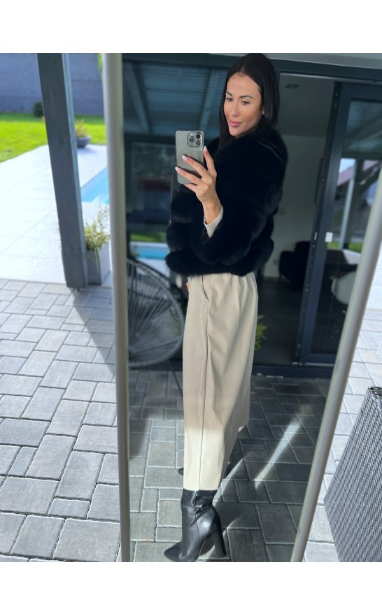 Světle krémová kožená sukně + pásek 