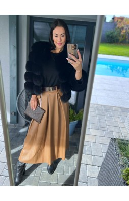 Camel kožená sukně + pásek 