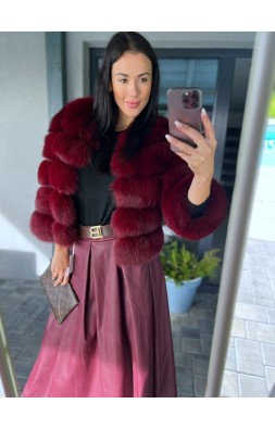 Vínová kožená sukně + pásek 