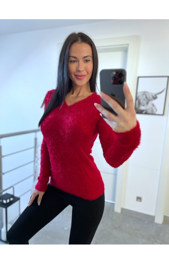 Tmavě červený svetr Love 