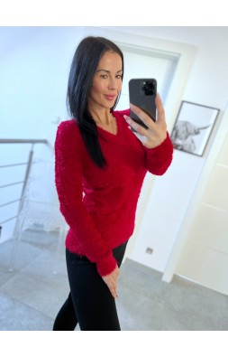 Tmavě červený svetr Love 