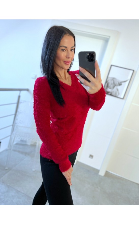 Tmavě červený svetr Love 