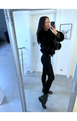 Černé teplé legíny s kožíškem S a M 