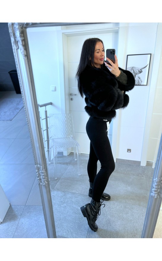 Černé teplé legíny s kožíškem S a M 