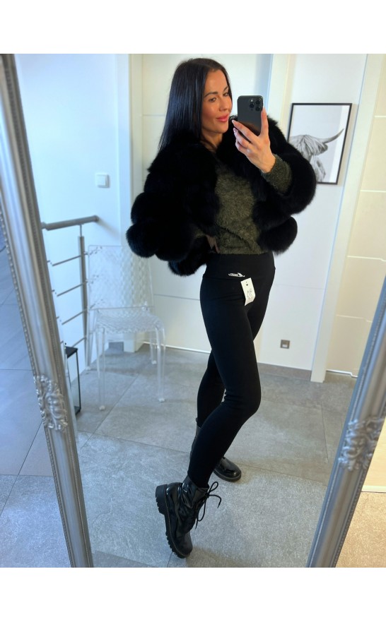Černé teplé legíny s kožíškem S a M 