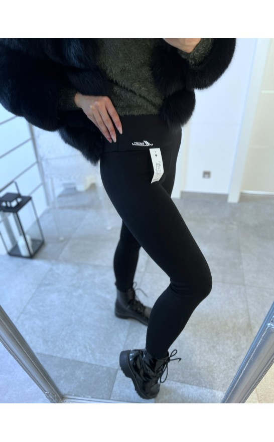 Černé teplé legíny s kožíškem S a M 