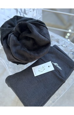 Tmavě šedé žíhané legíny s kožíškem S a M 