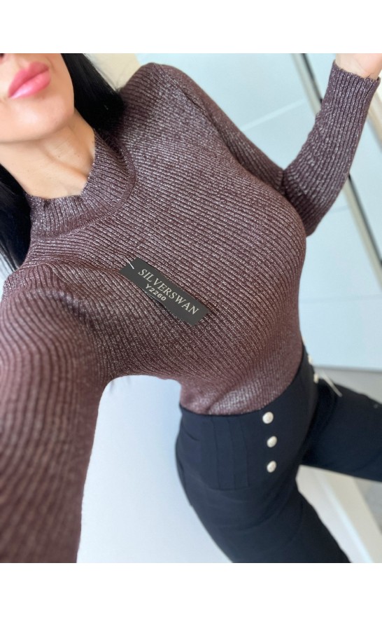 Hnědý lurex rolák