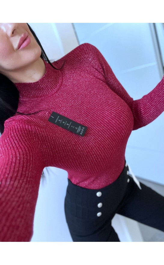 Vínový lurex rolák 