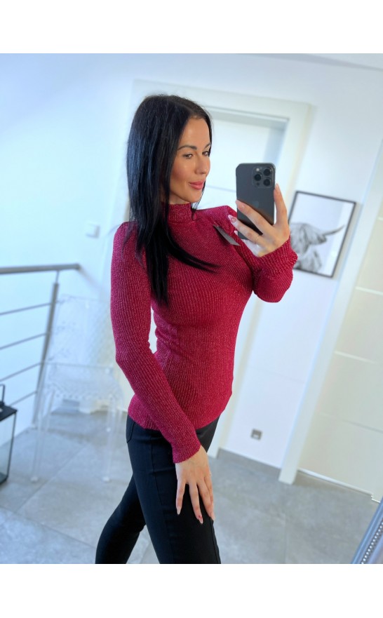 Vínový lurex rolák 