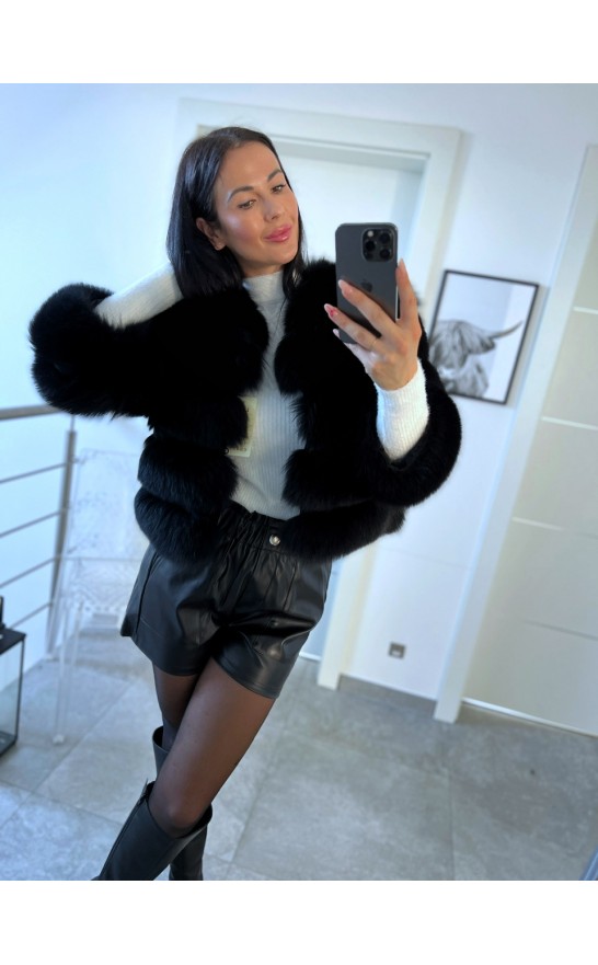 Černé koženkové kraťasy XS S M 