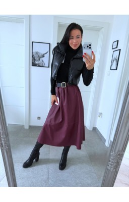Bordo midi sukně + pásek 