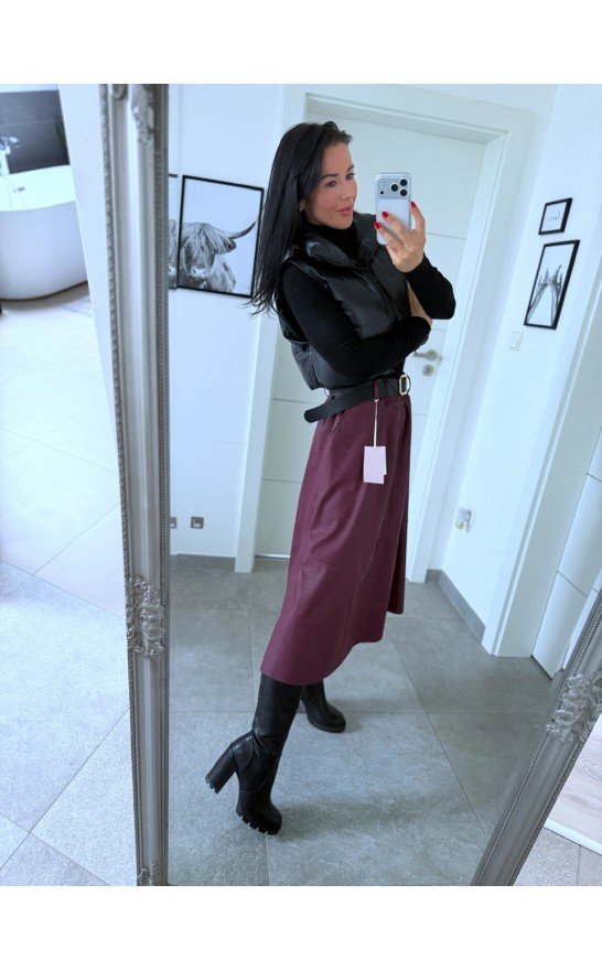 Bordo midi sukně + pásek 