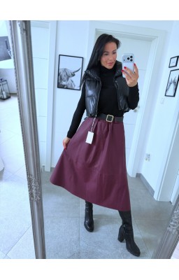 Bordo midi sukně + pásek 