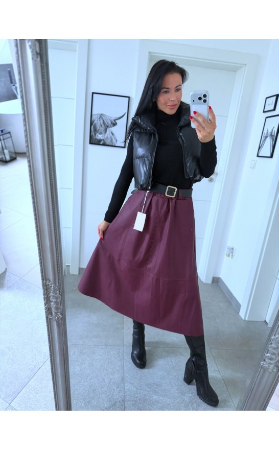 Bordo midi sukně + pásek 